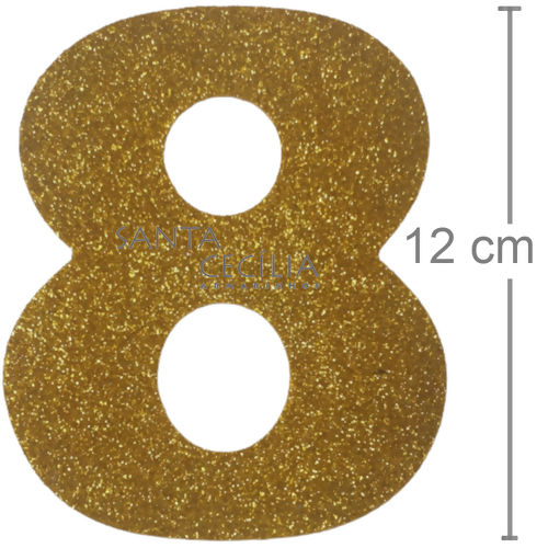 Número em EVA Glitter Ouro - 8