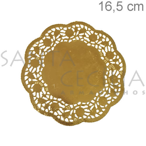 Toalha Rendada de Papel Ouro 16,5 cm - 20 unidades