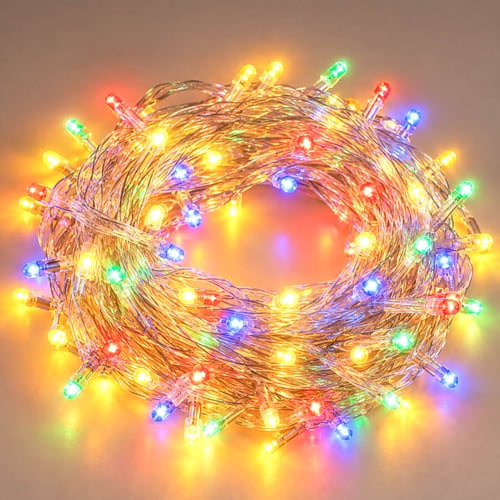 Pisca Pisca 8 Funções 100 LED Colorido Fio Transparente Ref. 1003