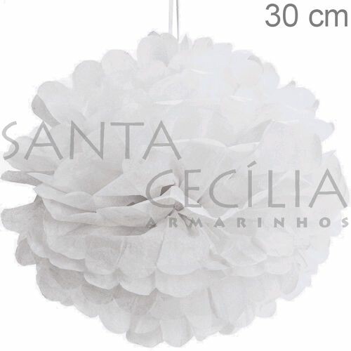 Pom Pom Decorativo 30 cm - 2 unid. - Branco
