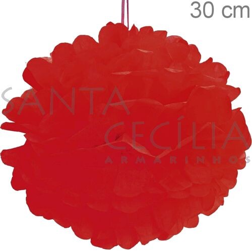Pom Pom Decorativo 30 cm - 2 unid. - Vermelho