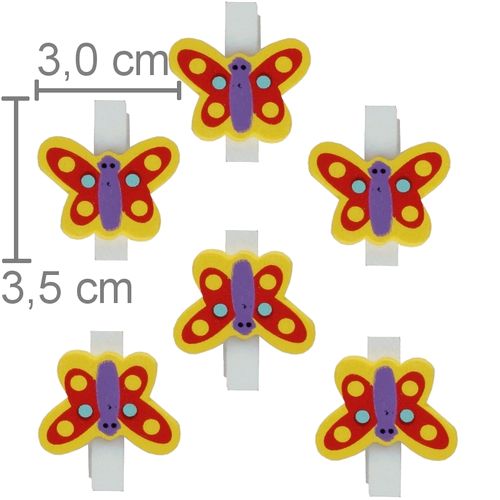 Pregador Mini Borboleta Amarela 1304-3 - 6 unid. Lembrancinha