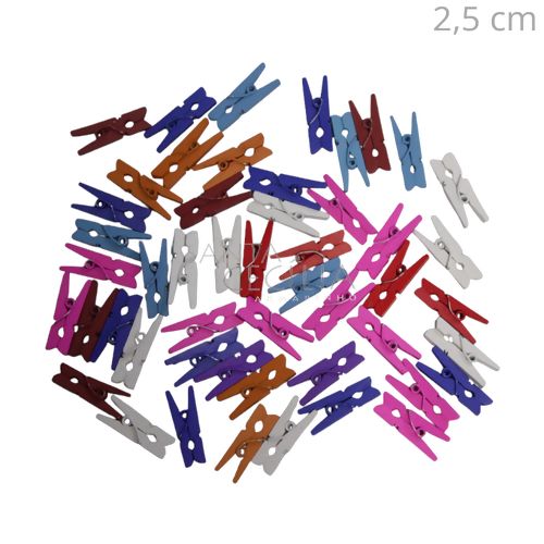 Pregador de Madeira Mini 50 unid. - 2,5 cm - Ref. TC - 2550 Colorido