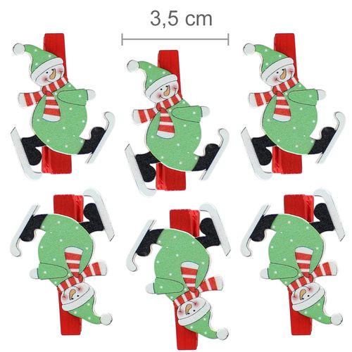 Pregador Mini Natal Ref. C9-2 Boneco de Neve Roupa Verde Poá - 6 unidades