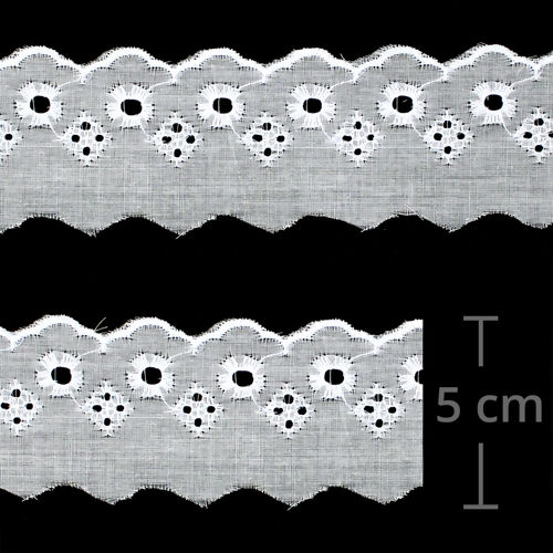 Bordado Inglês 5cm x13m - Ref. CTB-134 Branco