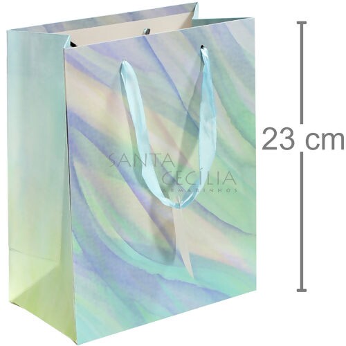Sacola de Papel Decorada 18 x 23 cm Ref. BL-090 - Marmorizado Azul