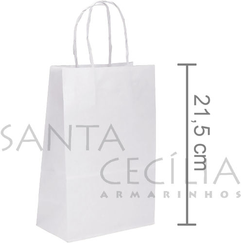 Sacola de Papel Pequena 21,5 x 17 x 8 cm - 10 unid. - Branca 
