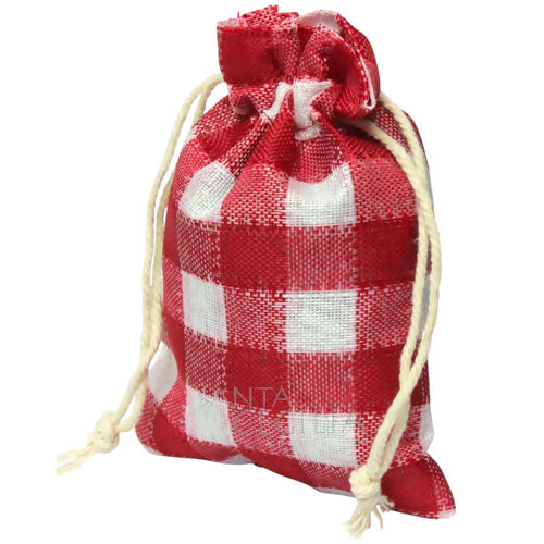 Saquinho de Tecido 9 x 13cm - 10 unidades - Xadrez Vermelho Ref. 4563