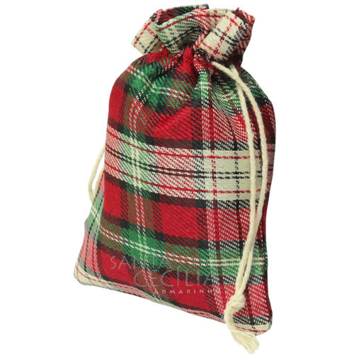 Saquinho de Tecido 9 x 13cm - 10 unidades - Xadrez Vermelho Verde Ref.6227