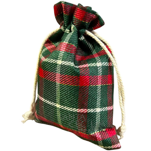 Saquinho de Tecido 9 x 13cm - 10 unidades - Xadrez Verde Ref.6222