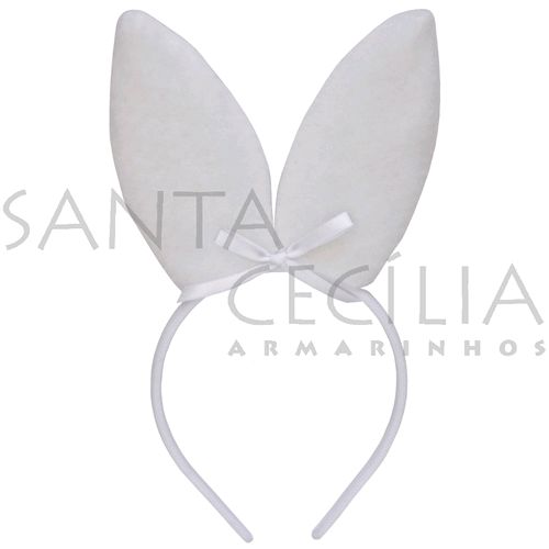 Tiara de Coelho Branca com Laço