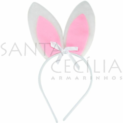 Tiara de Coelho Rosa Escuro com Laço