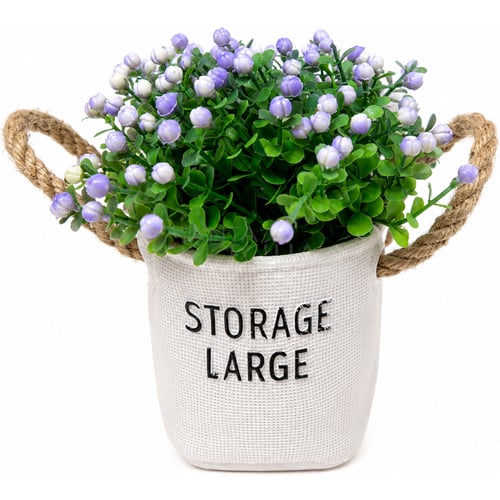 Arranjo de Flores Artificiais com Vaso de Plático e Alças de Juta Ref. CB5384