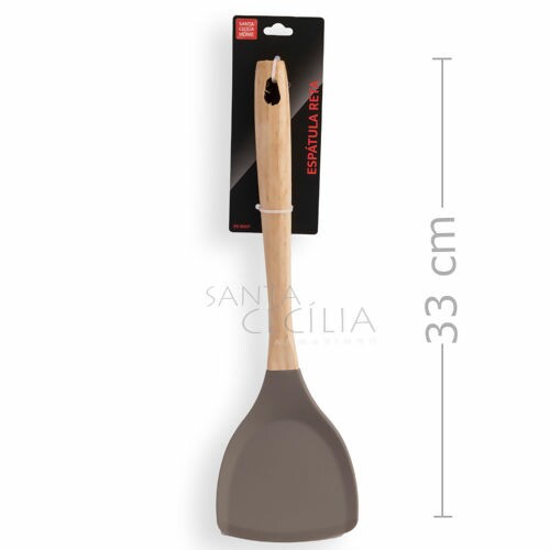 Espátula Reta de Silicone Anti Risco Cabo de Bambu - Ref. Zx-B004