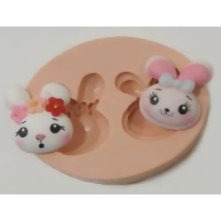 Molde de Silicone - 2 Caras de Coelhas Ref. 003
