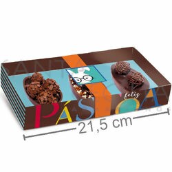Caixa para 3 Ovos de Colher 50gr 6 unid. - 13003362 Páscoa Cores Marrom