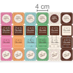 Etiquetas Adesivas para Presente - Chocolatier - 2 Folhas com 24 Etiquetas
