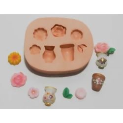 Molde de Silicone - Kit Vasos e Flores Mini Ref. 683