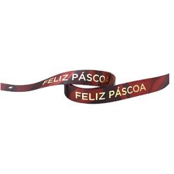 Fita de Cetim Feliz Páscoa ECF 003TH Cor 002 Marrom Mescla - 1,5cm x 10m