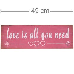 Placa Decorativa em MDF - Love is All You Need 15X45cm