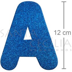 Letra em EVA Azul Royal com Glitter - A