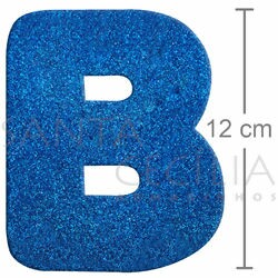 Letra em EVA Azul Royal com Glitter - B