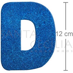 Letra em EVA Azul Royal com Glitter - D