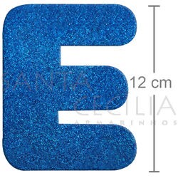 Letra em EVA Azul Royal com Glitter - E