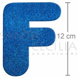 Letra em EVA Azul Royal com Glitter - F