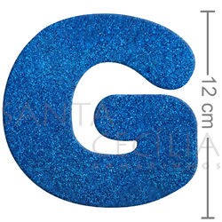 Letra em EVA Azul Royal com Glitter - G