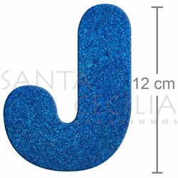 Letra em EVA Azul Royal com Glitter - J