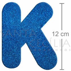 Letra em EVA Azul Royal com Glitter - K