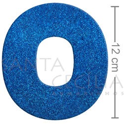 Letra em EVA Azul Royal com Glitter - O