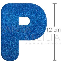 Letra em EVA Azul Royal com Glitter - P