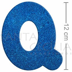 Letra em EVA Azul Royal com Glitter - Q