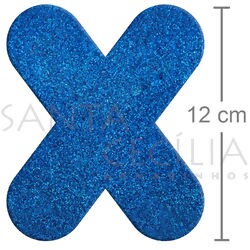 Letra em EVA Azul Royal com Glitter - X