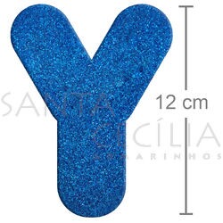 Letra em EVA Azul Royal com Glitter - Y