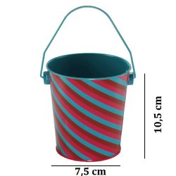 Lembrancinha Mini Balde 03172-13 - Listras Pink - Verde - Vermelho
