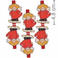 Pregador Mini Natal Ref.1505-93 Anjo Roupa Vermelha - 6 unidades
