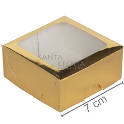 Caixa para Bem Casado 10 unid - S16 com VISOR - 7 x 7 x 3 cm - Ouro