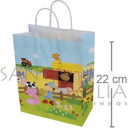 Sacola de Papel G 21x17x8cm - Decorada Fazenda