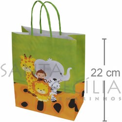 Sacola de Papel G 21x17x8cm - Decorada Safari