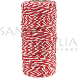 Barbante Listrado 1,5mm B3B4 - rolo com 100m - Vermelho