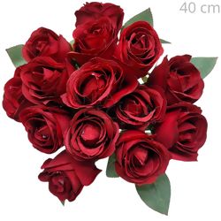 Buquê com 15 Rosas Artificiais Vermelhas Ref. A015