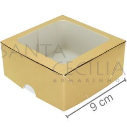 Caixa para Bem Casado 10 unid - S11 c/ Visor - 9 x 9 x 4 cm - Ouro