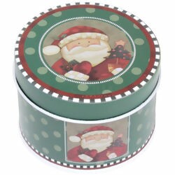 Caixa de Natal em Metal Redonda 7x5cm - Ref. 3195 - Estampas Diversas
