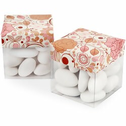 Caixinha de Acetato c/ Tampa de Papel 5x5cm - 10 unid - Flores Diversas