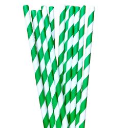 Canudo de Papel Listrado Verde - 12 un.