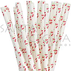 Canudo de Papel Cerejinha - pacote com 12 un.