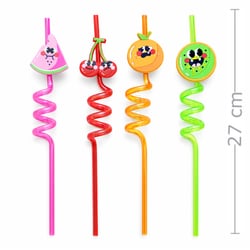Canudo para Drinks Espiral Rígido 4unid. - Frutas Expressões Ref. HA446
